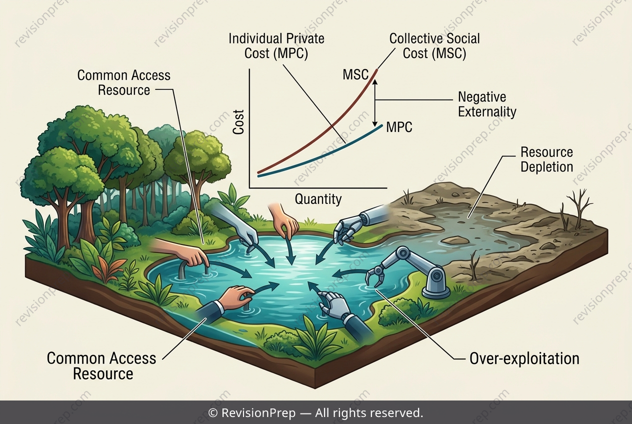 Economics: When Private Costs Hide a Commons Tragedy