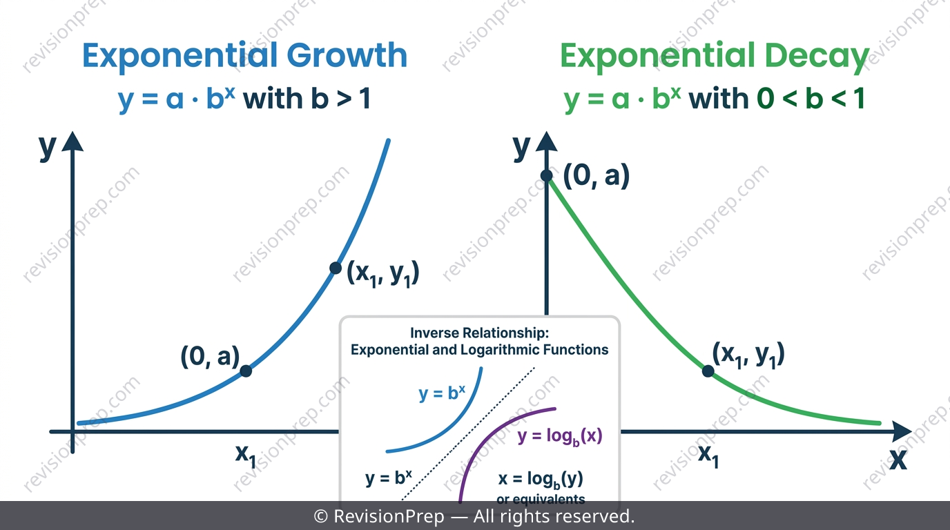 Graph comparing exponential growth and decay curves