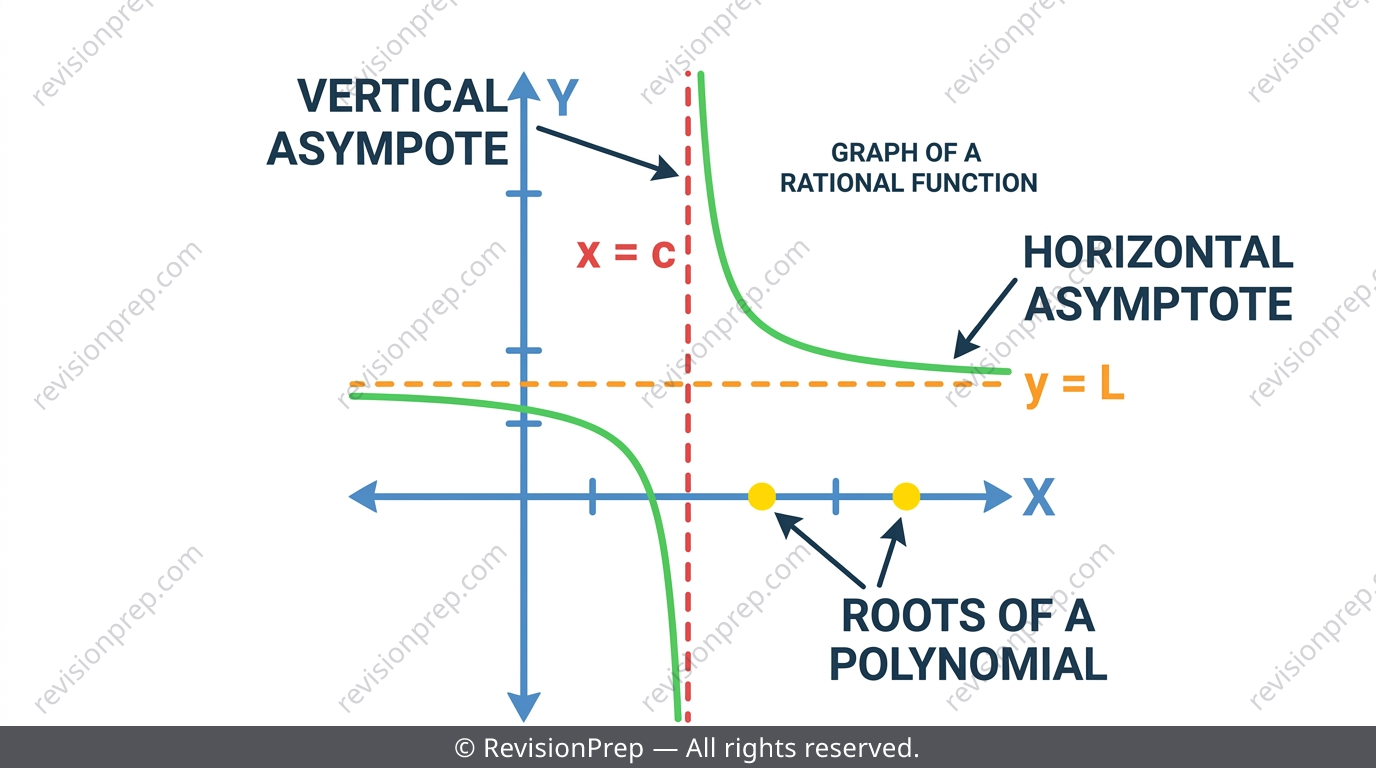 Rational function graph showing asymptotes