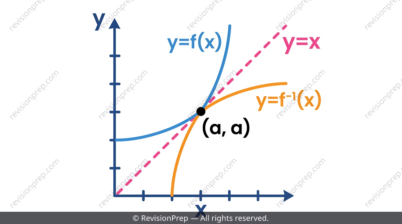 A function and its inverse reflected across the line y=x