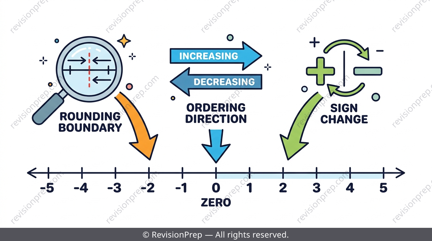 Number line unifying rounding, ordering and sign rules