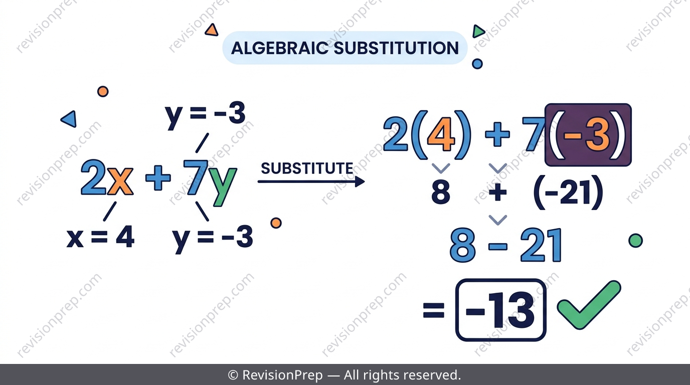Substitution of a negative value shown with brackets