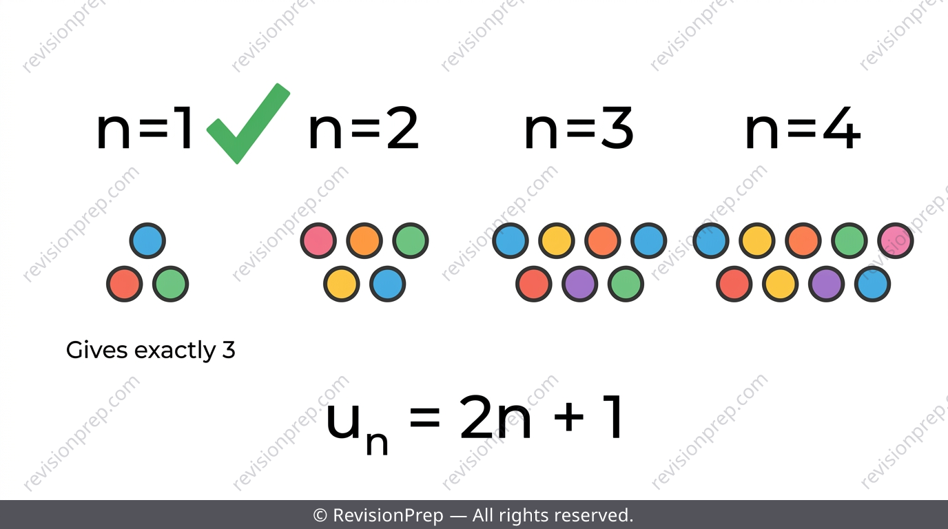 Dot pattern arrangement with the corresponding nth-term rule written underneath