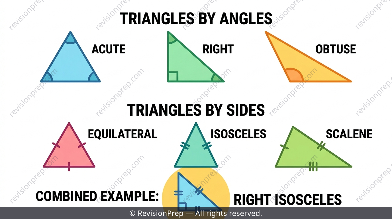 Triangle classification chart by angle type and side type