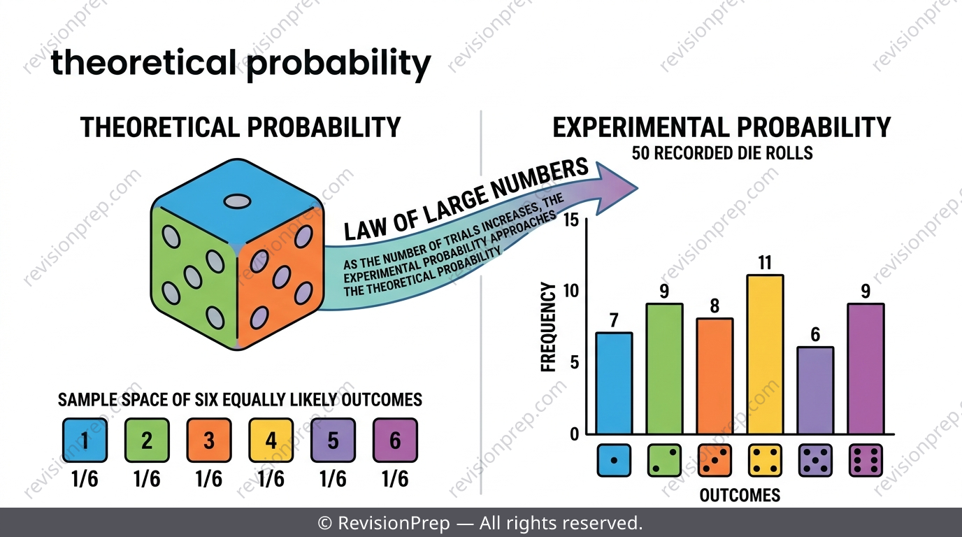 Comparison of a sample space diagram for theoretical probability and a frequency table for experimental probability