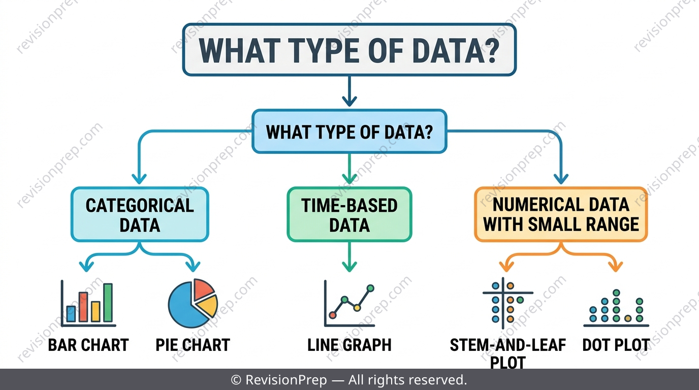 Decision flowchart for choosing a chart type based on data type