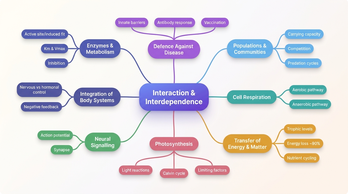 Mind map of Interaction and Interdependence centred on Interaction & Interdependence.