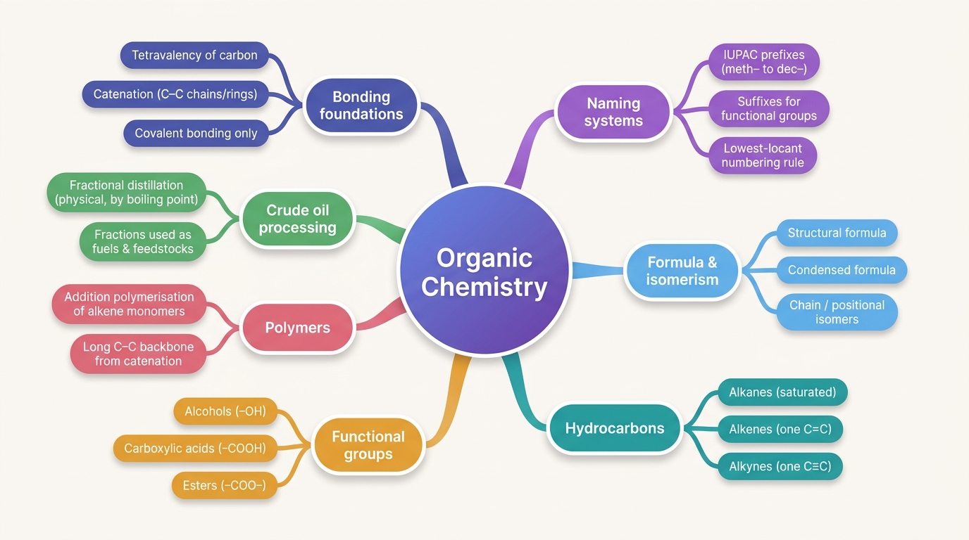Mind map of Organic Chemistry centred on Organic Chemistry.