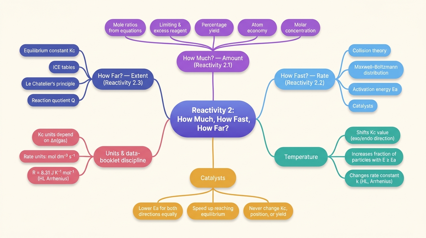 Mind map of Reactivity: How Much, How Fast, and How Far? centred on Reactivity 2: How Much, How Fast, How Far?.