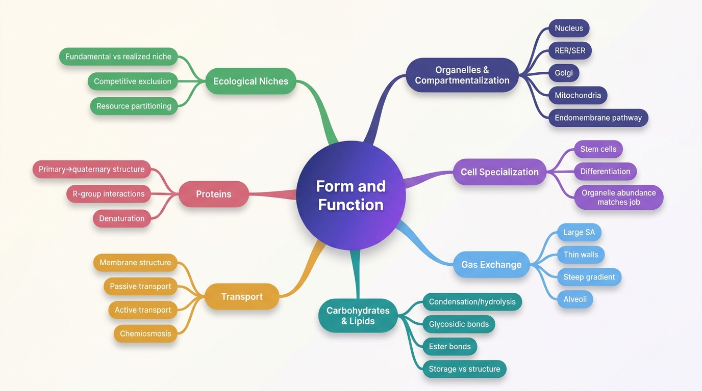 Mind map of Form and Function centred on Form and Function.