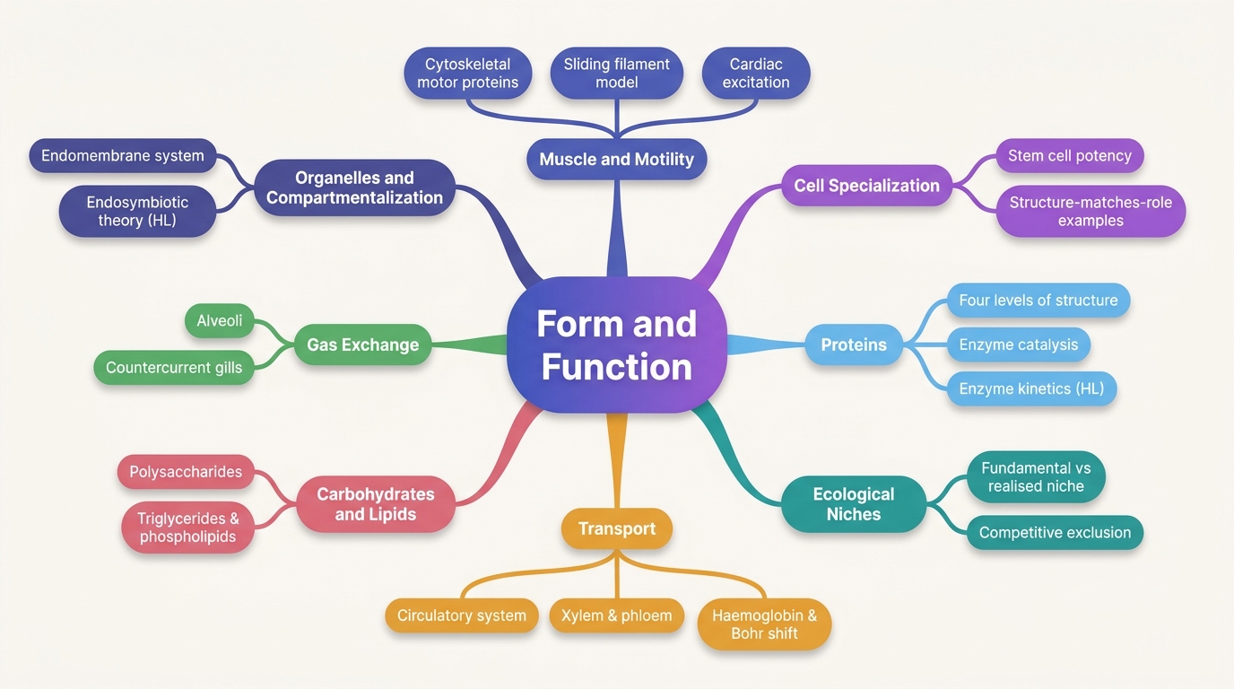 Mind map of Form and Function centred on Form and Function.